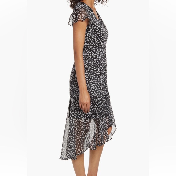 Sam Edelman Black & White Printed Ruched Midi Dress EUC S12 - Picture 4 of 17